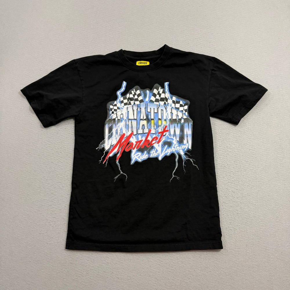 Chinatown Market Shirt Medium Black Ride the Lightning Graphic Streetwear Tee